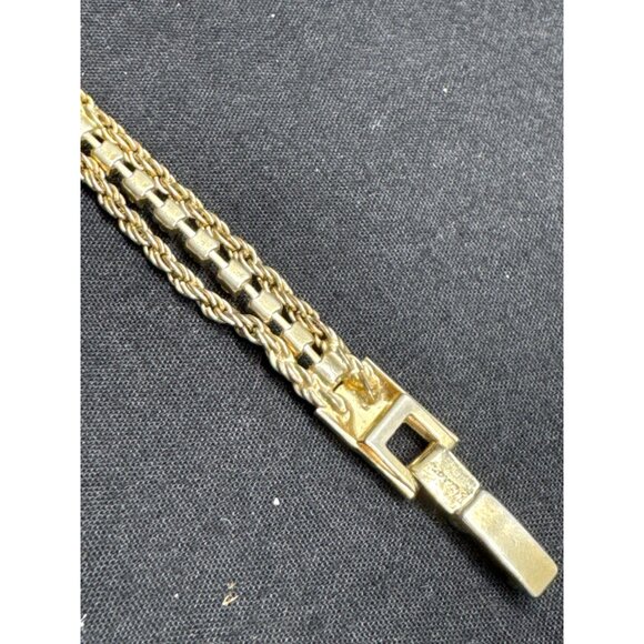 Vintage Gold Tone with Pink Stones Tennis Bracelet 7.25" Elegant & Timeless Jewe - Picture 5 of 6